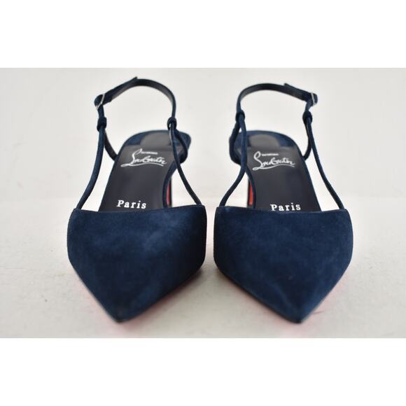 Christian Louboutin Condoroline 55 Marine Blue Slingback Strap Heel Pump 35.5 - Picture 7 of 14